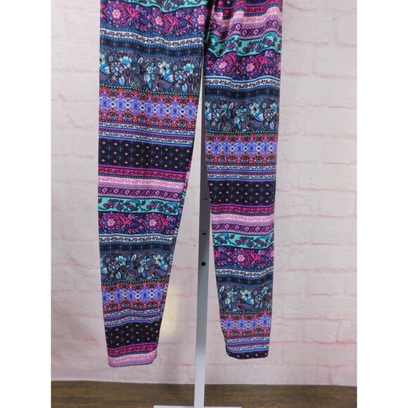 Colorful Boho Patterned Stretch Leggings Size S Womens Elastic Waist - Picture 2 of 9